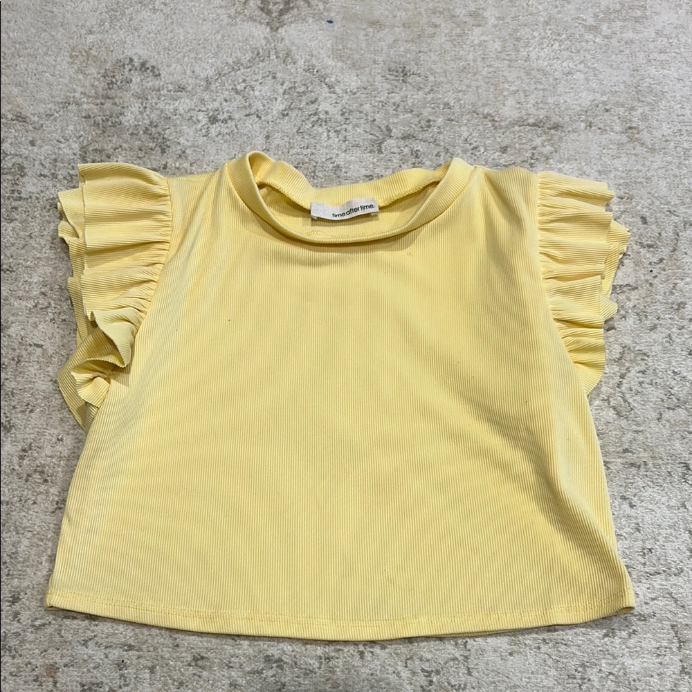 Yellow Ruffle Sleeve Top cropped